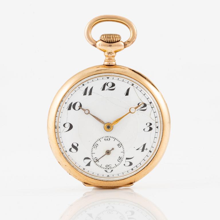 Pocket watch, 14K gold, 32 mm.