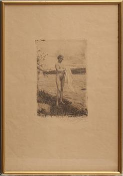 ANDERS ZORN, etsning, sign, utförd 1919.