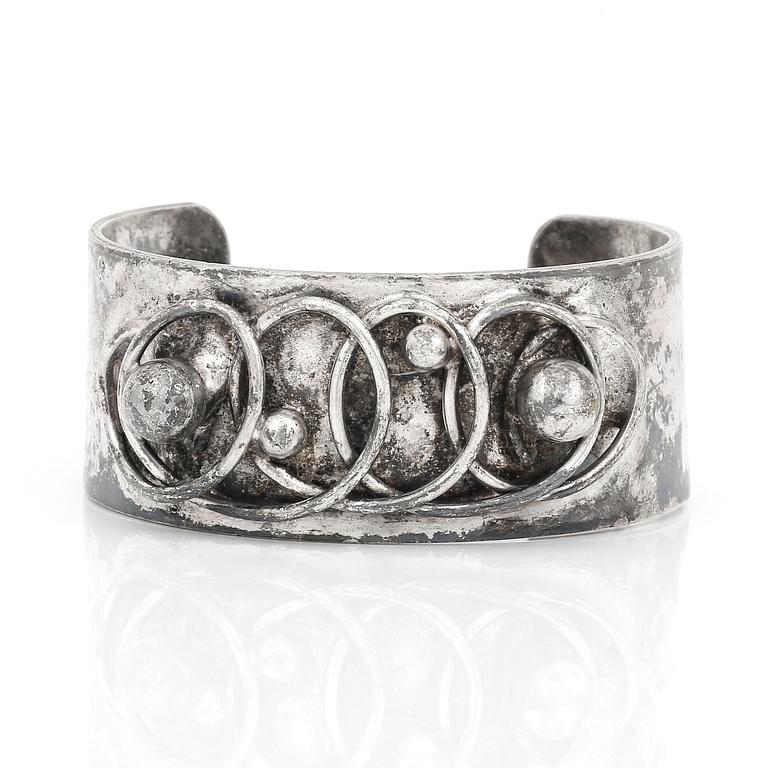 HÄNGE och KEDJAN samt ARMBAND, silver, försilvrad gulmetall och ametist kristall, Annette Borke, Danmark, 1960-70-talets.