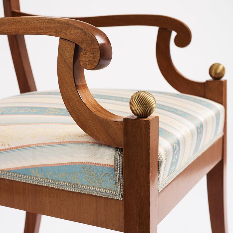 A pair of Swedish Empire armchairs, Stockholm, 1820s.