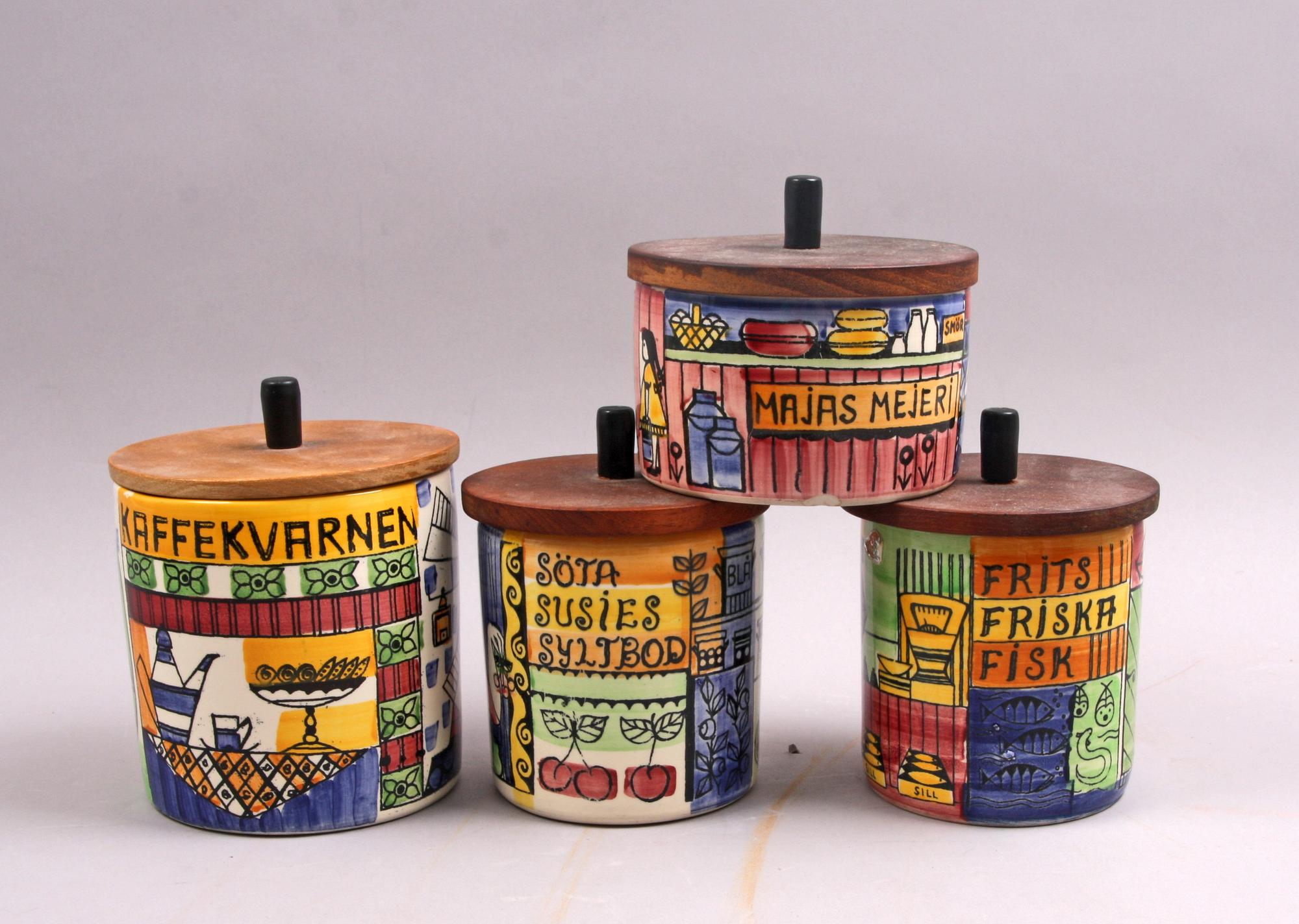 BURKAR, 4 st, flintgods. "Vår lilla stad" Anita Nylund, JIE Gantofta.