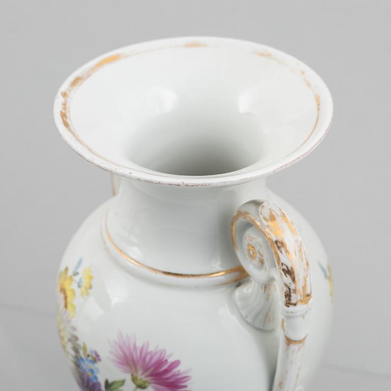 A pair of porcelain baluster vases, Meissen, later part of the 19th century.