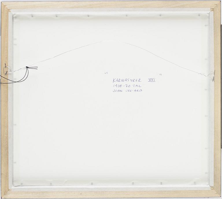 John Jon-And, oencil drawing, 6 framed together., signed.