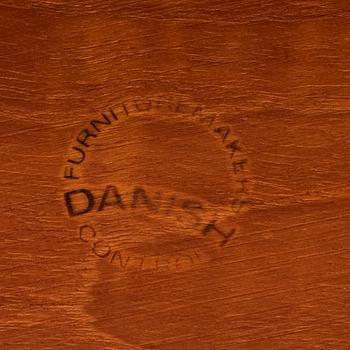 A set of six teak dining chairs upholstered in new sheep skin by Niels Koefoed, Denmark, 1960's.