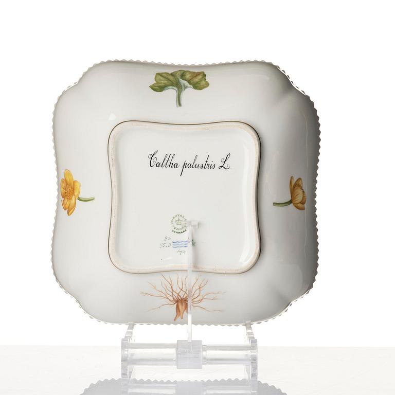 A Royal Copenhagen 'Flora Danica' sauce boat and a pillow shaped bowl, Denmark, 20th century.