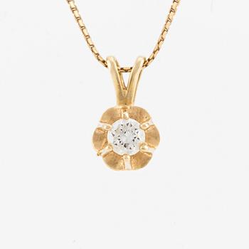 Pendant with chain in 18K gold and brilliant-cut diamond.