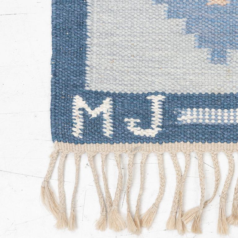 Rug, flat weave, signed MJ, 200 x 140 cm.