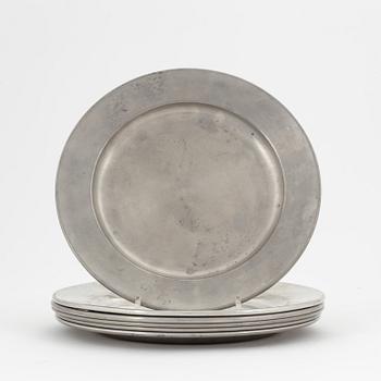 A set of six pewter plates from Firma Svenskt Tenn, including Stockholm 1968.