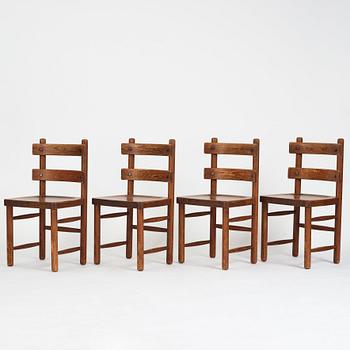 Axel Einar Hjorth, a set of four stained pine "Sandhamn" chairs, Nordiska Kompaniet, Sweden 1933.