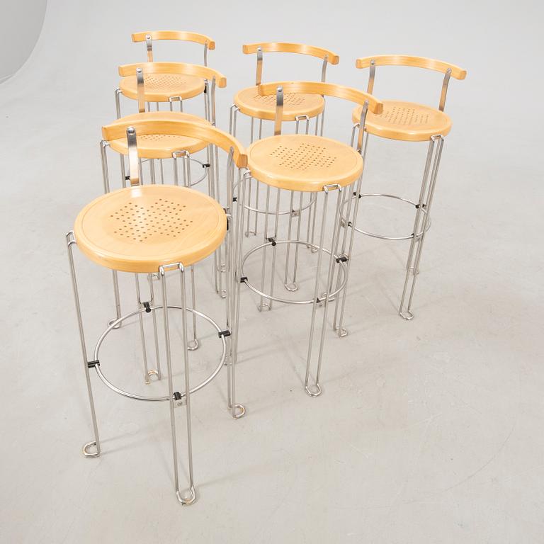 Barbord samt barstolar 6 st "Oblado" Blå Station sent 1900-tal.