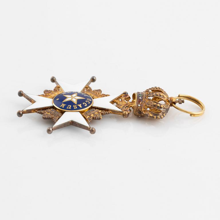 Order of the North Star, Knight's cross, 18 ct gold and enamel, in case.