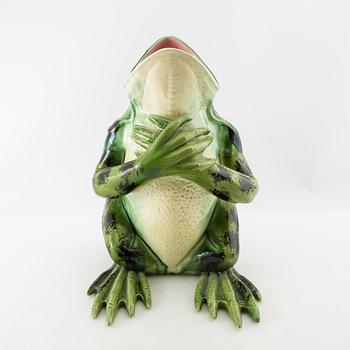 Floor vase in the form of a frog, 20th century, glazed ceramic.