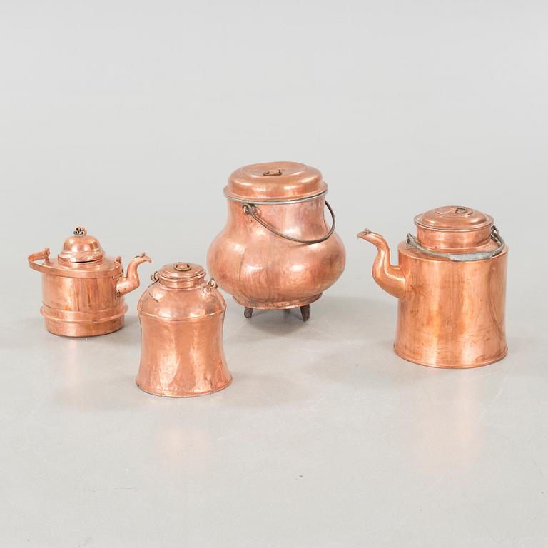 Four copper objects, 19th century.