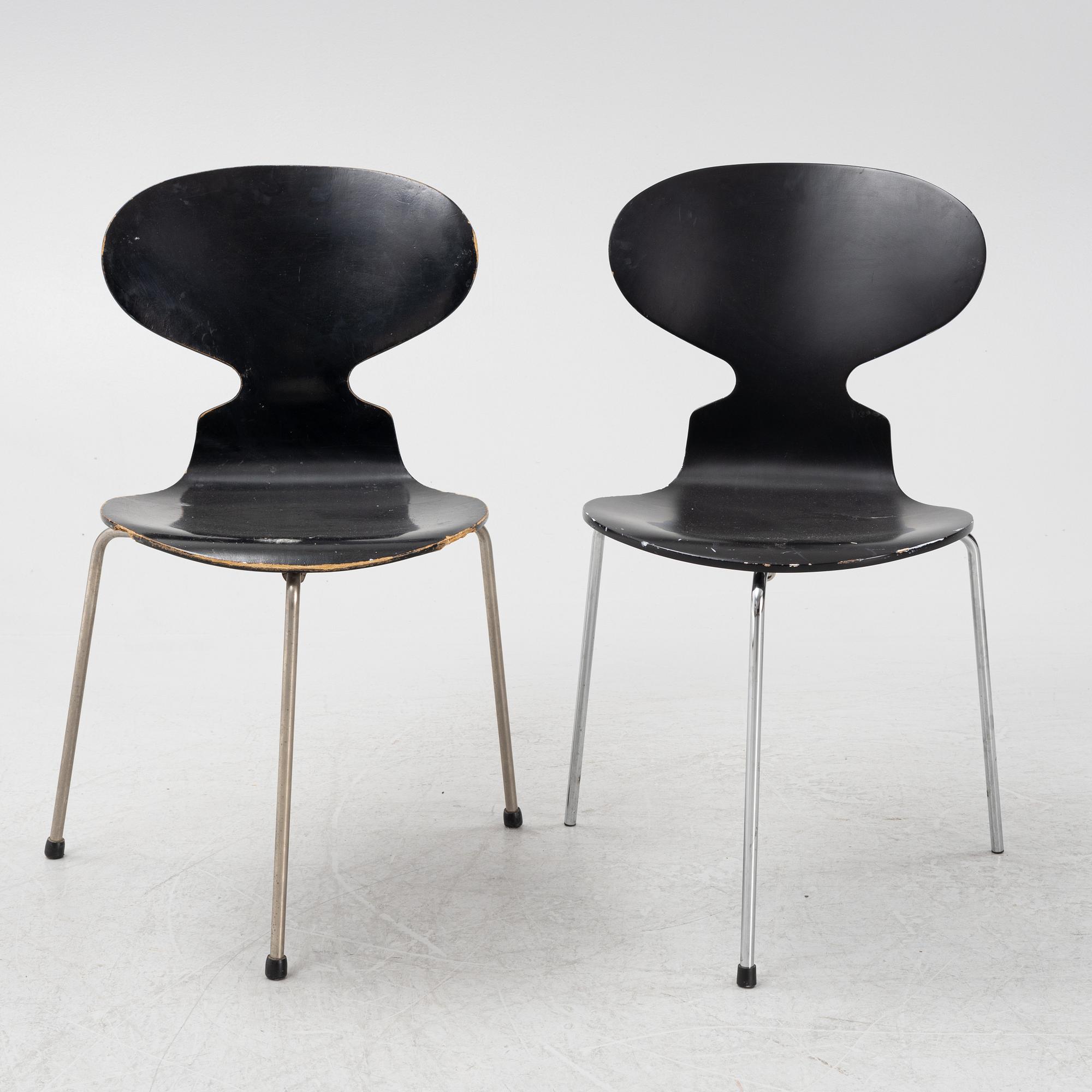 Arne Jacobsen, five 'Ant' chairs, Fritz Hansen, Denmark.