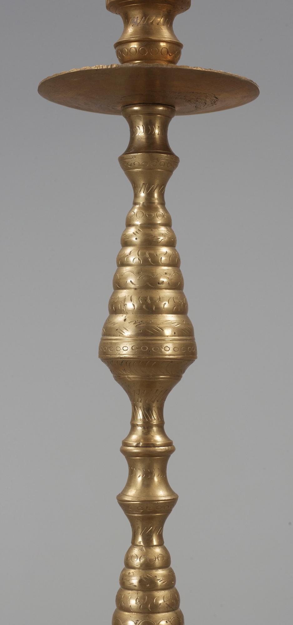 GOLVLJUSSTAKE, mässing, troligen Persien, 1900-tal.