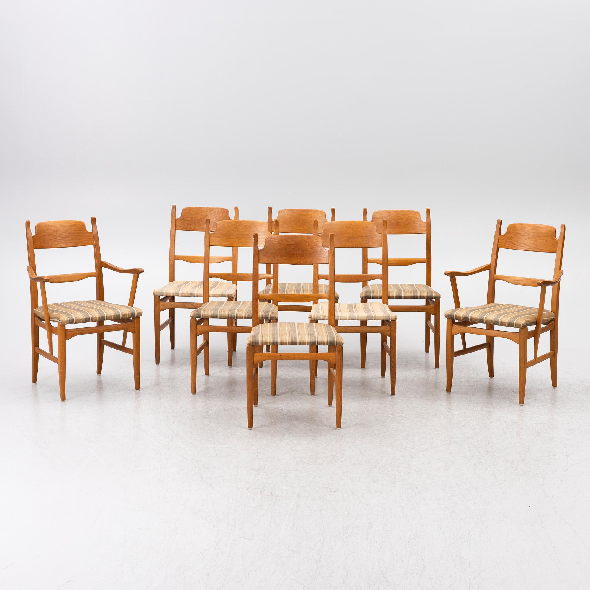 Carl Malmsten, A nine piece dining set, 'Camare Nyckel', by Åfors Möbelfabrik, Sweden, 1960's.