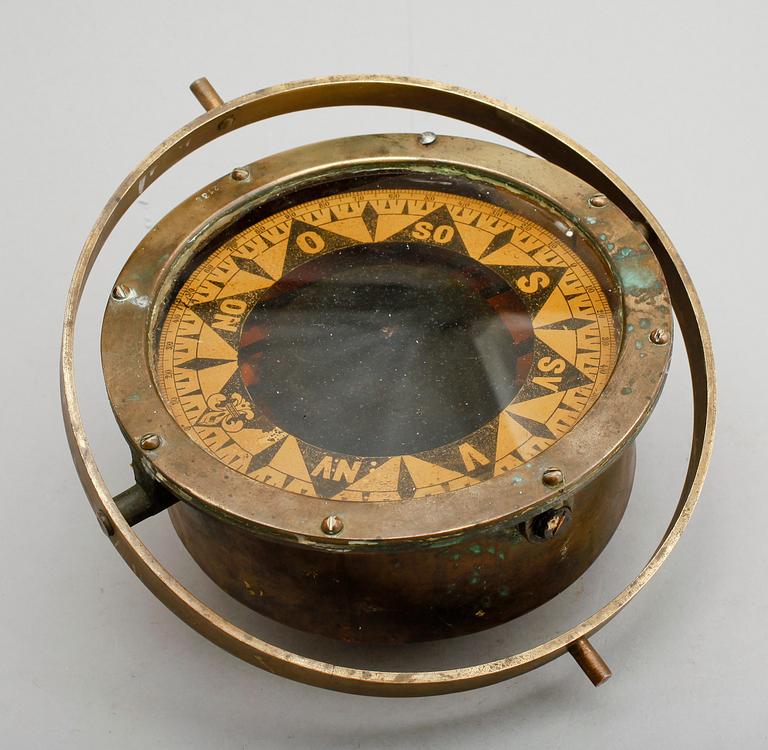 SKEPPSKOMPASS, mässing, tidigt 1900-tal.
