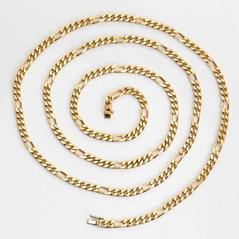 An 18K gold necklace, Swiss hallmarks.