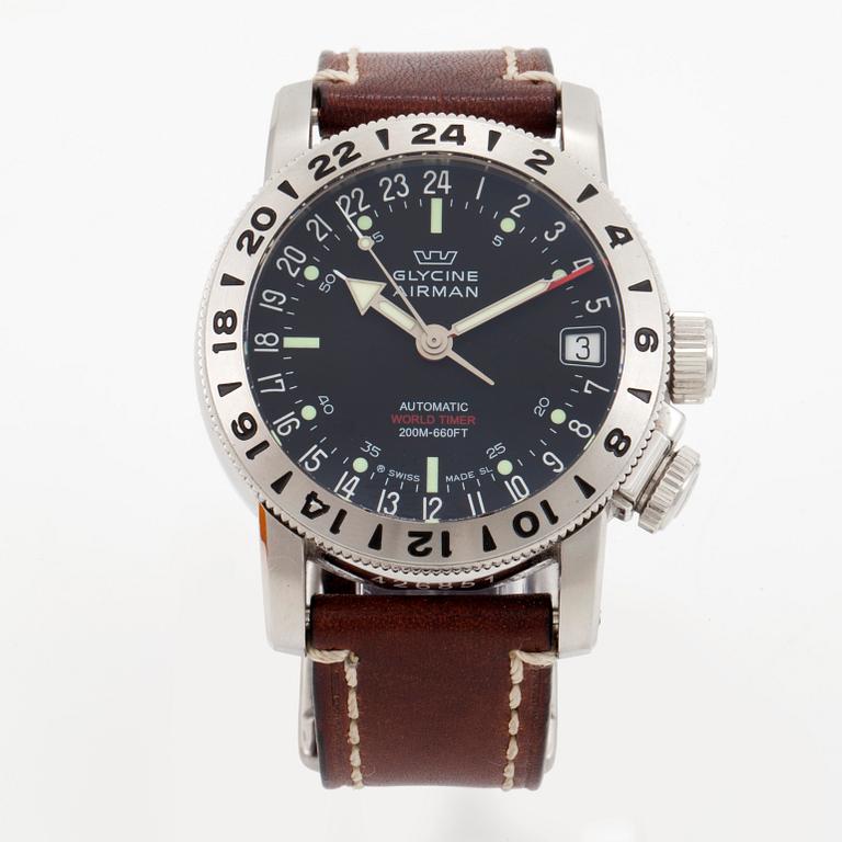 GLYCINE, Airman, World Timer (200M-660FT), wristwatch, 46 mm,