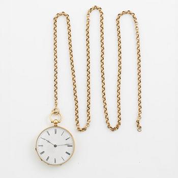 Pocket watch, 18K gold, 36.5 mm.
