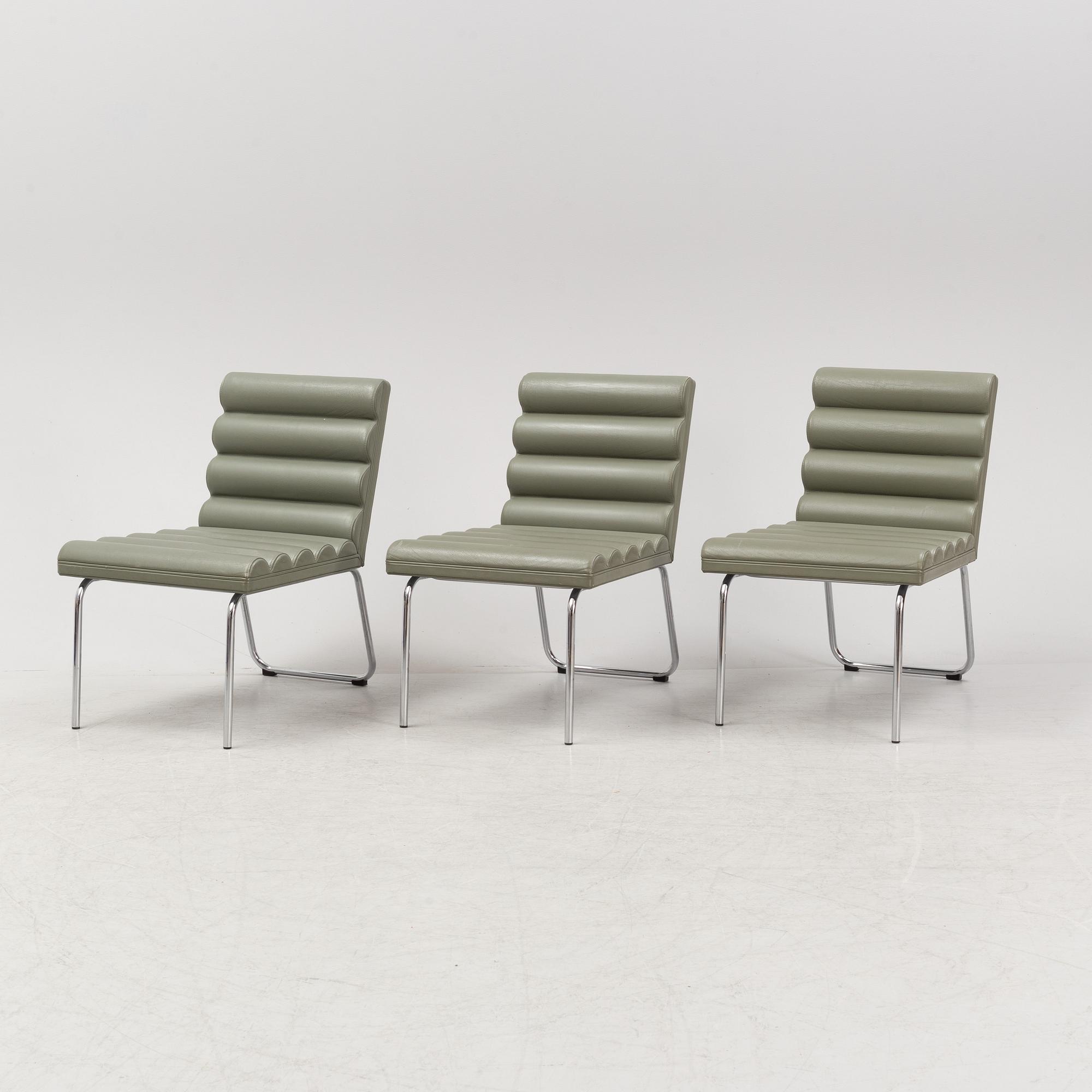Gunilla Allard, a set of three 'Chicago' leather upholstered easy chairs, Lammhults, dated 2001.