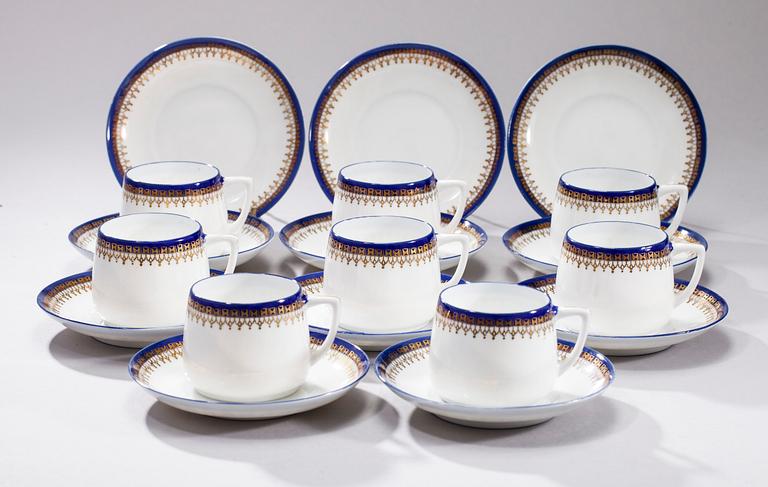 KAFFEKOPPAR, 8 st, FAT, 4 st, porslin, Gardner, Ryssland 1880-1890.