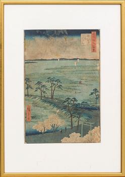 HIROSHIGE, 2 woodcuts, Japan, second half of the 19th century.