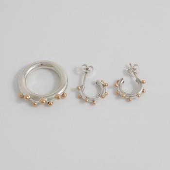 MICHAEL PERSSON CARLING, MPC jewellery, Göteborg, 2004 & 2008, a ring and a pair of earrings.