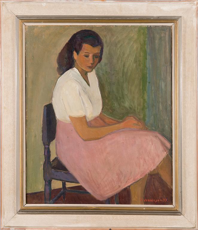 VEIKKO VIONOJA, A WOMAN SITTING.