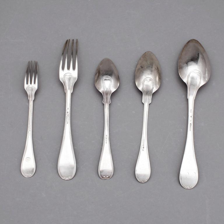 BESTICKSERVISDELAR, 37+1 st, silver, bland annat Adolf Zethelius, Stockholm, 1813. Vikt ca 1892g.