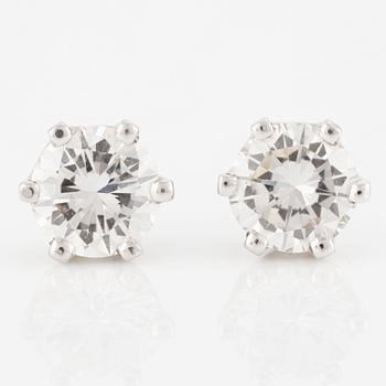 Earrings, a pair, 18K white gold with brilliant-cut diamonds.