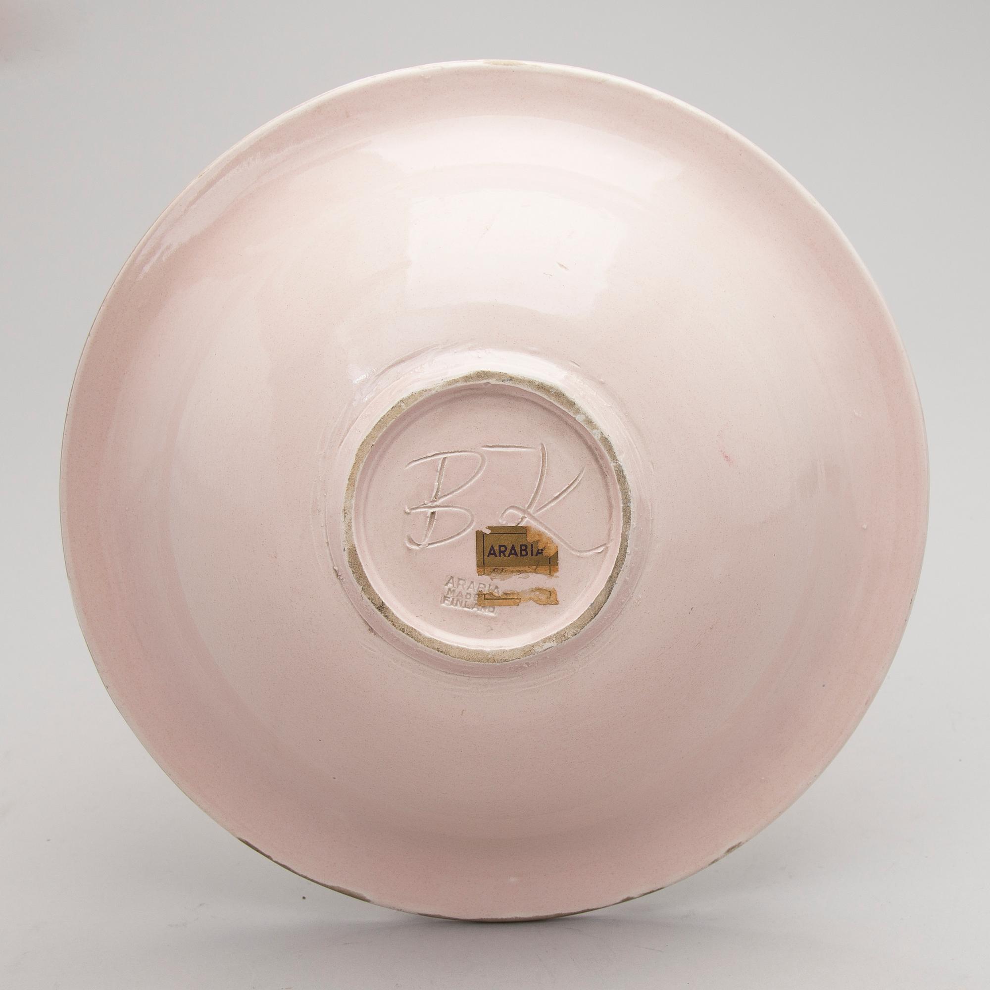 BIRGER KAIPIAINEN, malja, kivitavaraa, signeerattu B.K Arabia.