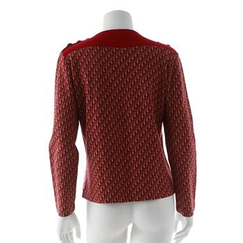 CHRISTIAN DIOR, a wine red monogrammed sweater i wool and blend material.