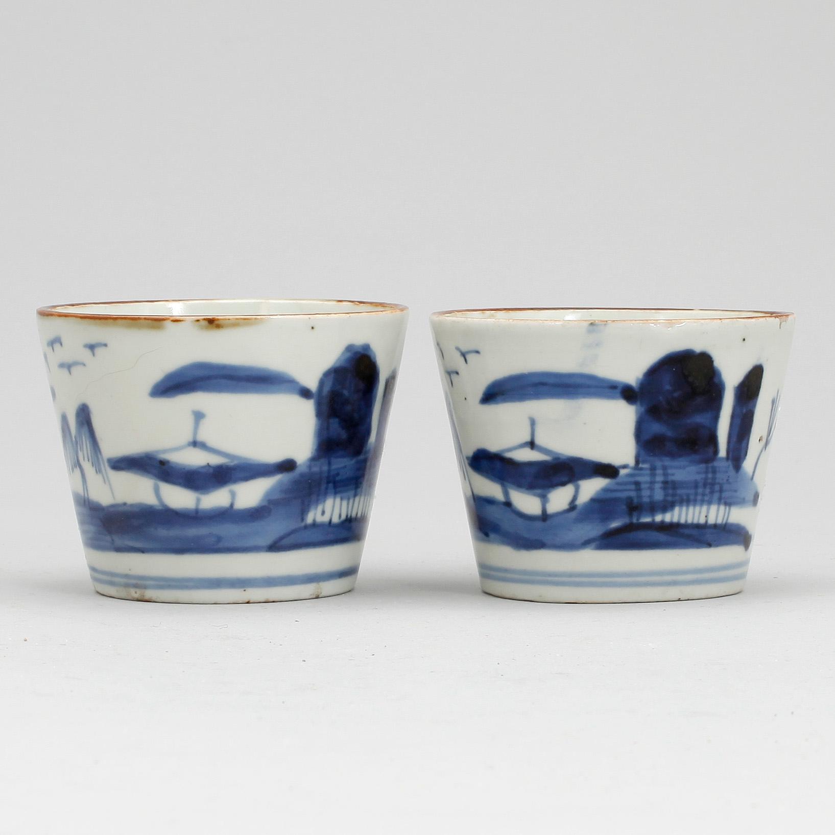 KOPPAR, ett par, porslin, Kina, Qing dynastin, Kangxi (1662-1722).