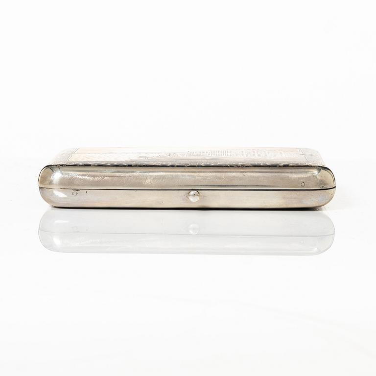A Russian silver niello cigarette case, silver, Moscow, second half of the 19th century.