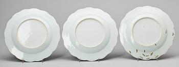 TALLRIKAR, 3 st, porslin, Kina, Qianlong, 1700-tal.