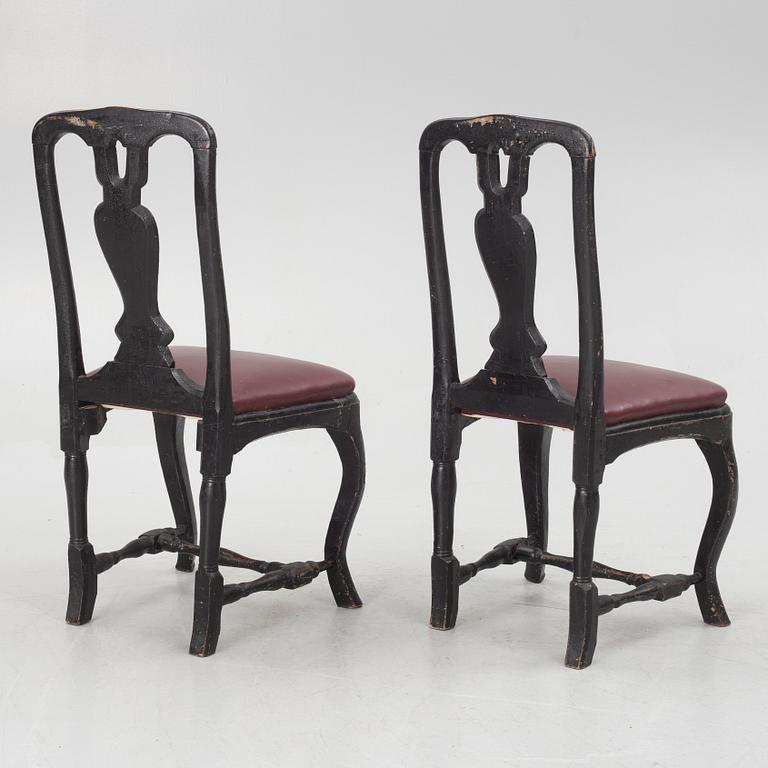 A pair of rococo chairs, mid 18th century.