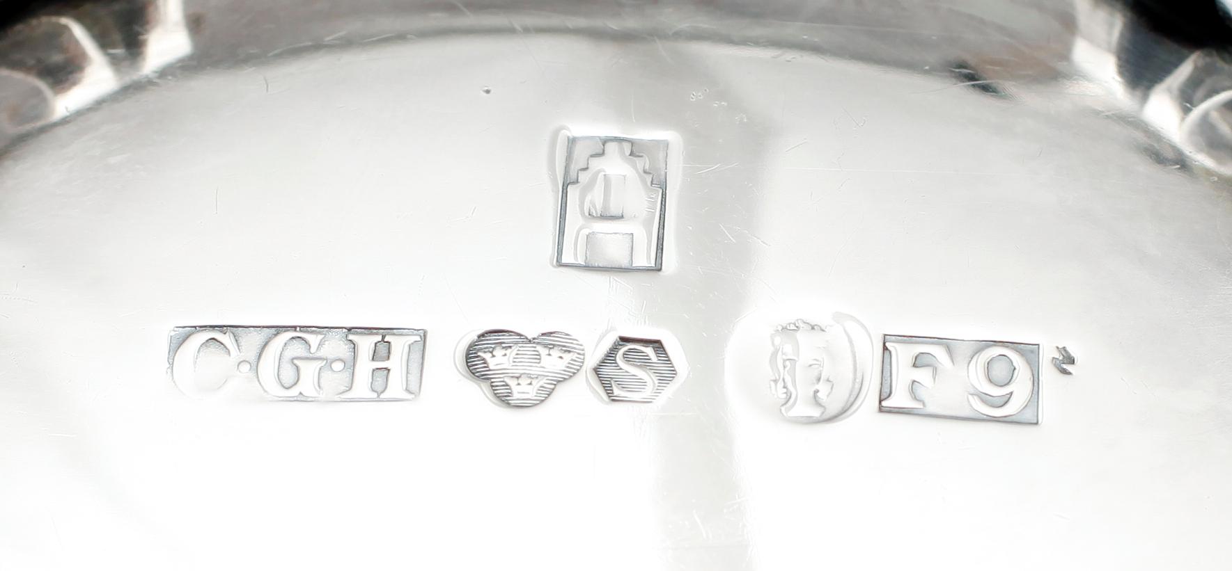 KAFFESERVIS, 3 delar, silver, CG Hallberg, Stockholm 1955/56. Vikt ca 1214 g.