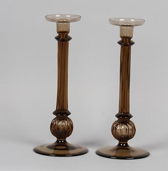 LJUSSTAKAR, ett par, glas, 1930-tal.