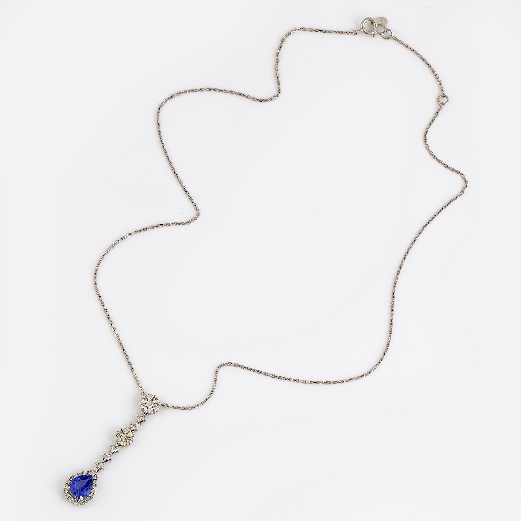 Tanzanite and brilliant-cut diamond necklace.