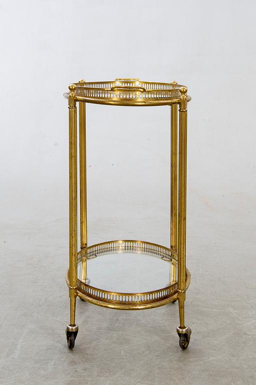 SERVERINGSVAGN, glas och mässing, 1900-talets andra hälft.