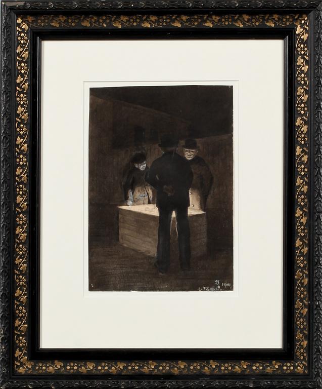 ERIK TRYGGELIN, blandteknik på papper, sign o dat 25/10 1900.
