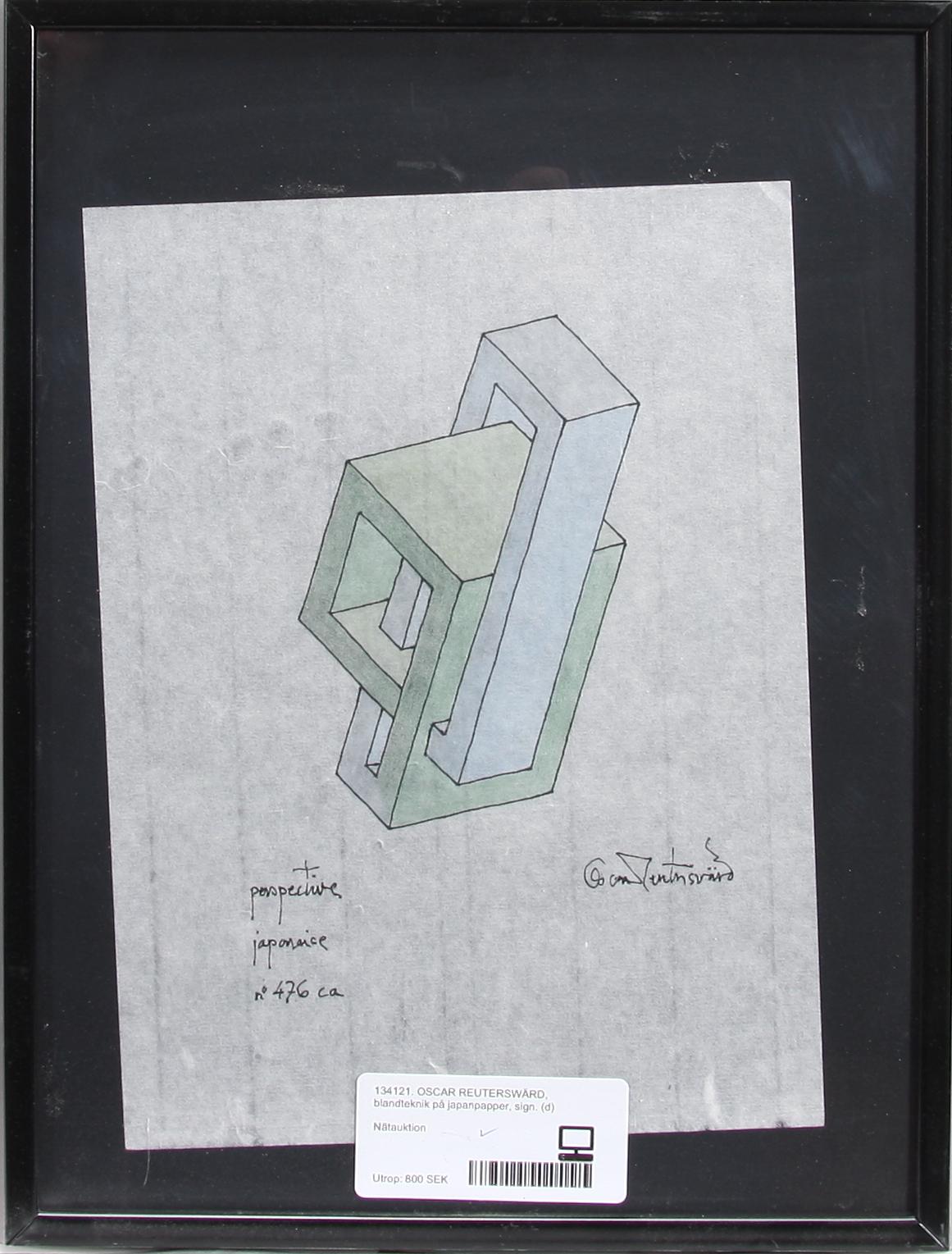 OSCAR REUTERSWÄRD, blandteknik på japanpapper, sign.