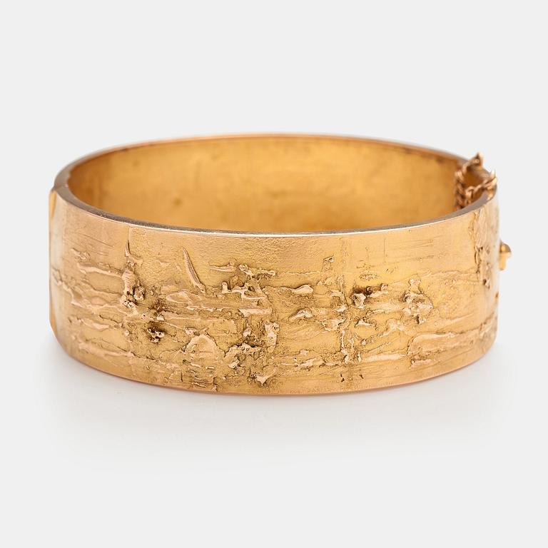 Björn Weckström, A one-of-a-kind 14K gold bracelet "Relief ". Lapponia 1965. Signed BW 65.