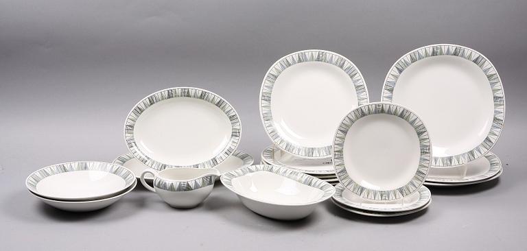 SERVISDELAR, 17 st, flintgods, "Tebe" Rörstrand.