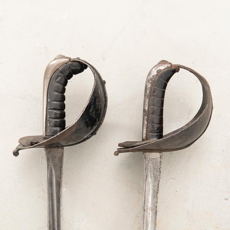 Two fencing sabres, Swedish, 1886 pattern.