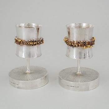 A pair of Karlheinz Sauer silver candlesticks, Västerås, Sweden 1972.