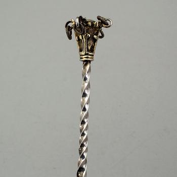 JOHAN GRUBB (v. Hudiksvall 1725-1756(58), Supsked med kronknopp, silver.