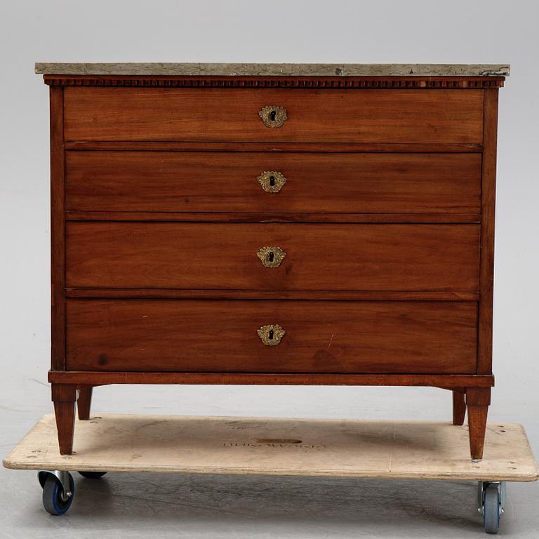 A late gustavian chest of drawers, ca 1800.