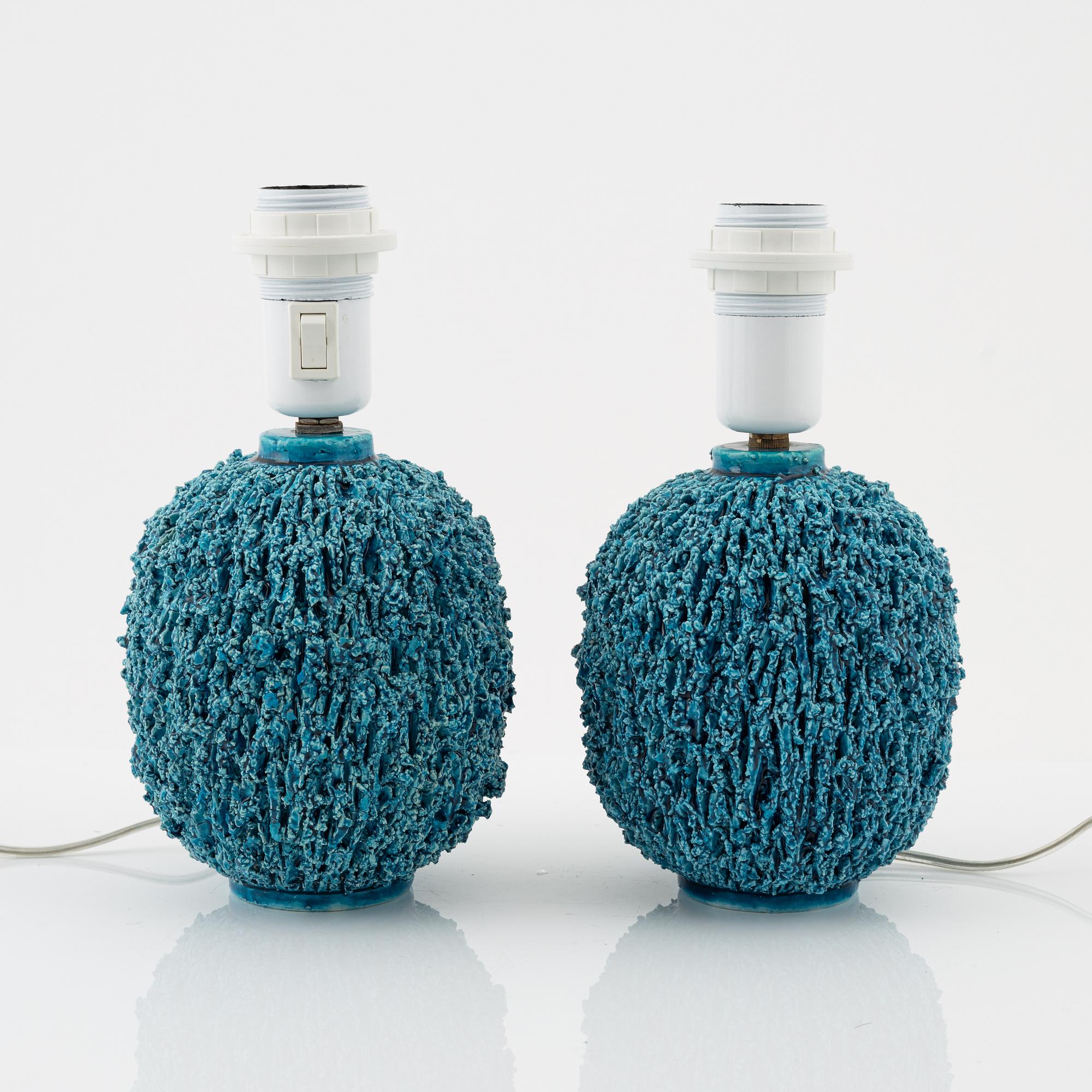 Gunnar Nylund, a pair of stoneware table lamps, Rörstrand, Sweden.